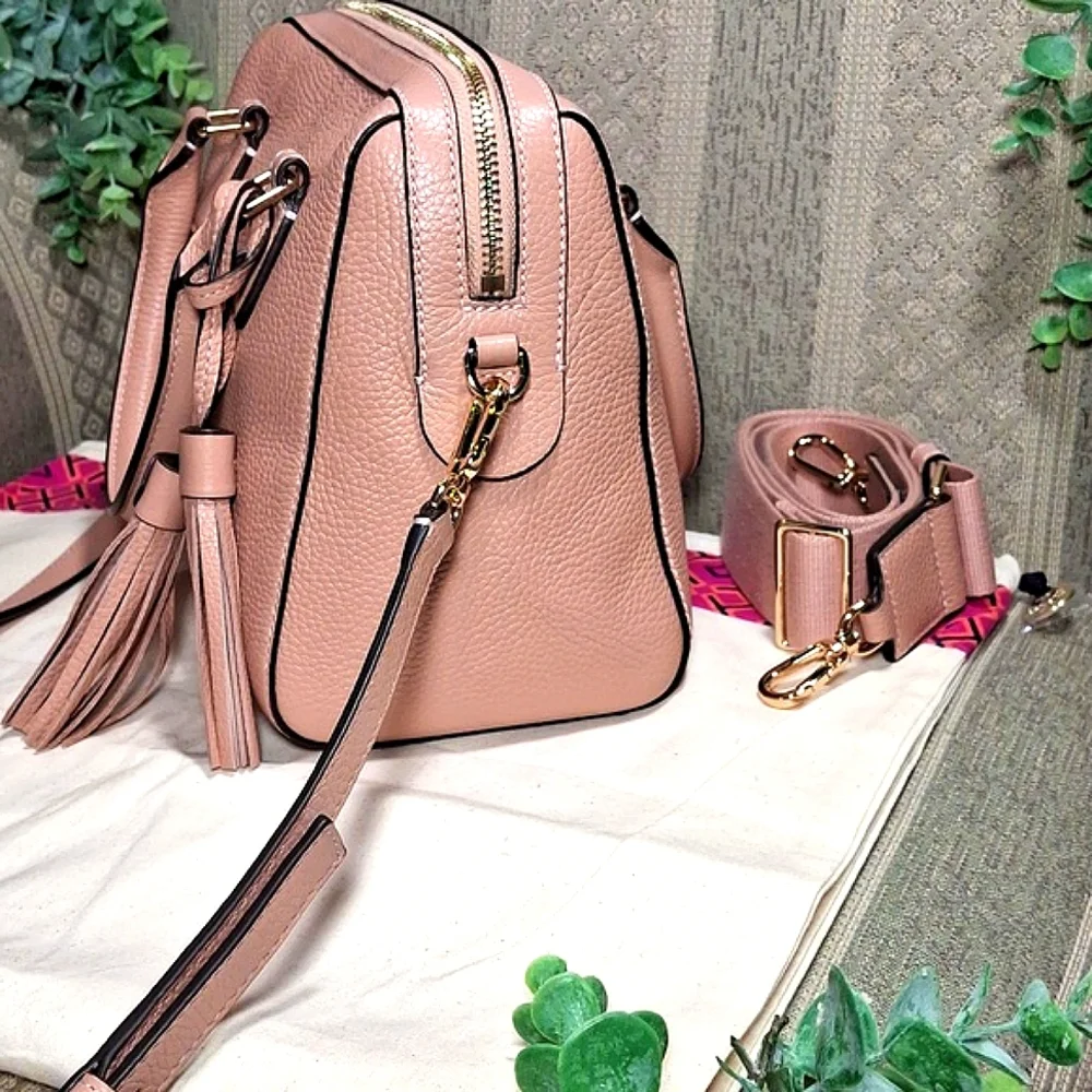 Tory Burch Dusty Rose Leather Satchel with Tassel - Picture 6 of 15